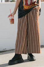 OTTWAY Gabbi Striped Mid-Waist Cord Pants