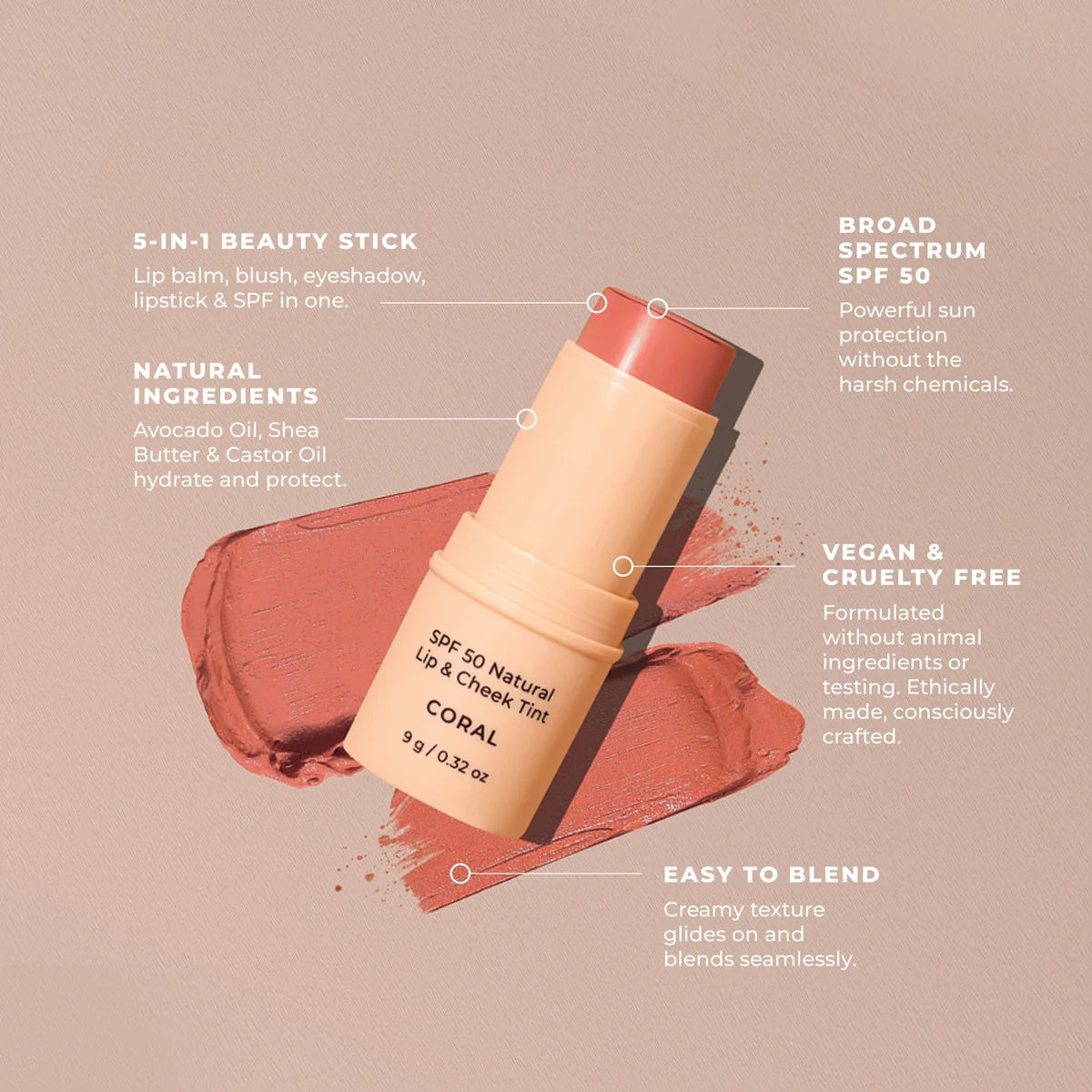 AVOCADO ZINC Lip & Cheek Tint Coral