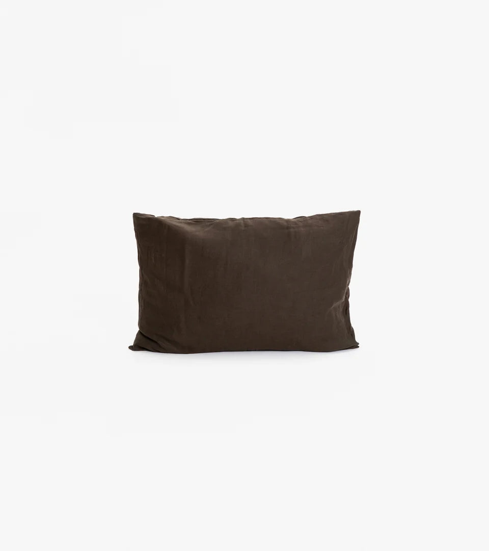 KIM SOO Dark Chocolate Italian Linen Pillow Case