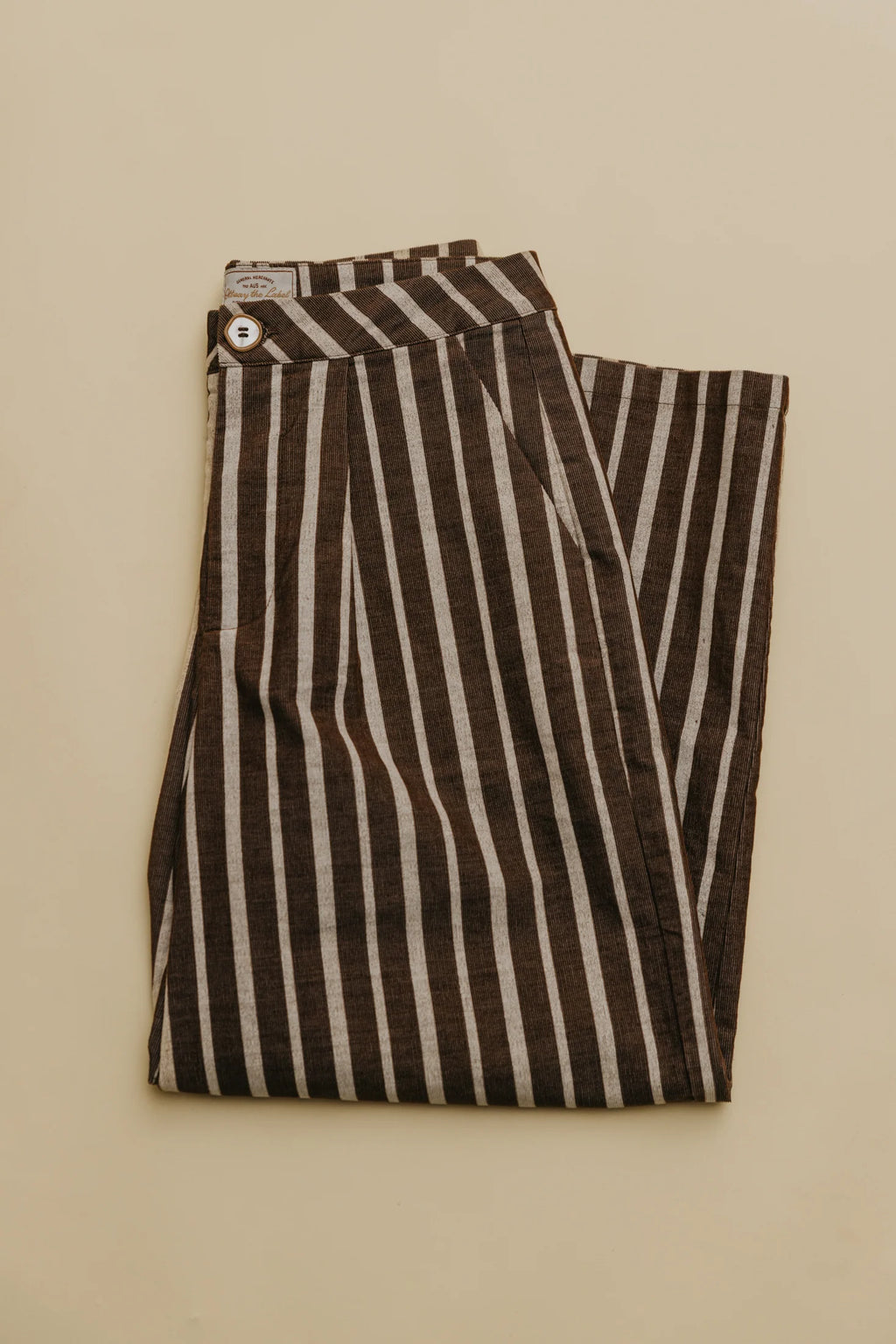 OTTWAY Gabbi Striped Mid-Waist Cord Pants