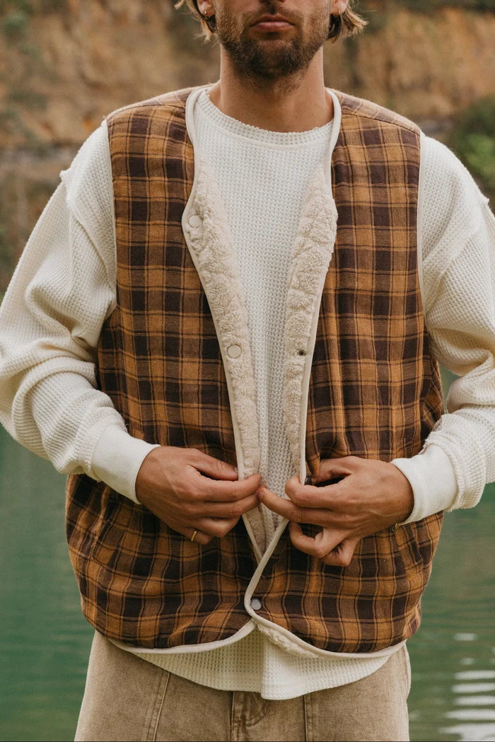 OTTWAY Nomad Sherpa Reversible Checked Vest Unisex