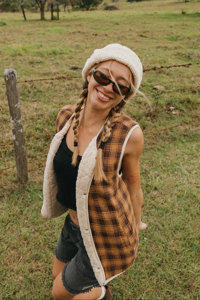 OTTWAY Nomad Sherpa Reversible Checked Vest Unisex