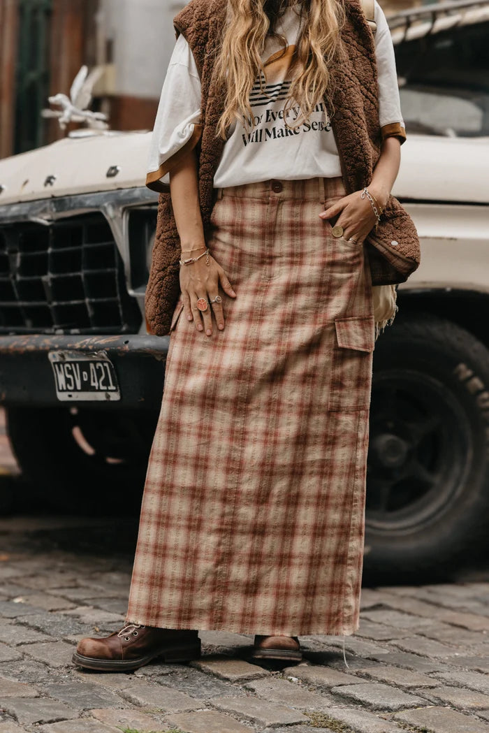 OTTWAY Benson Plaid Maxi Skirt
